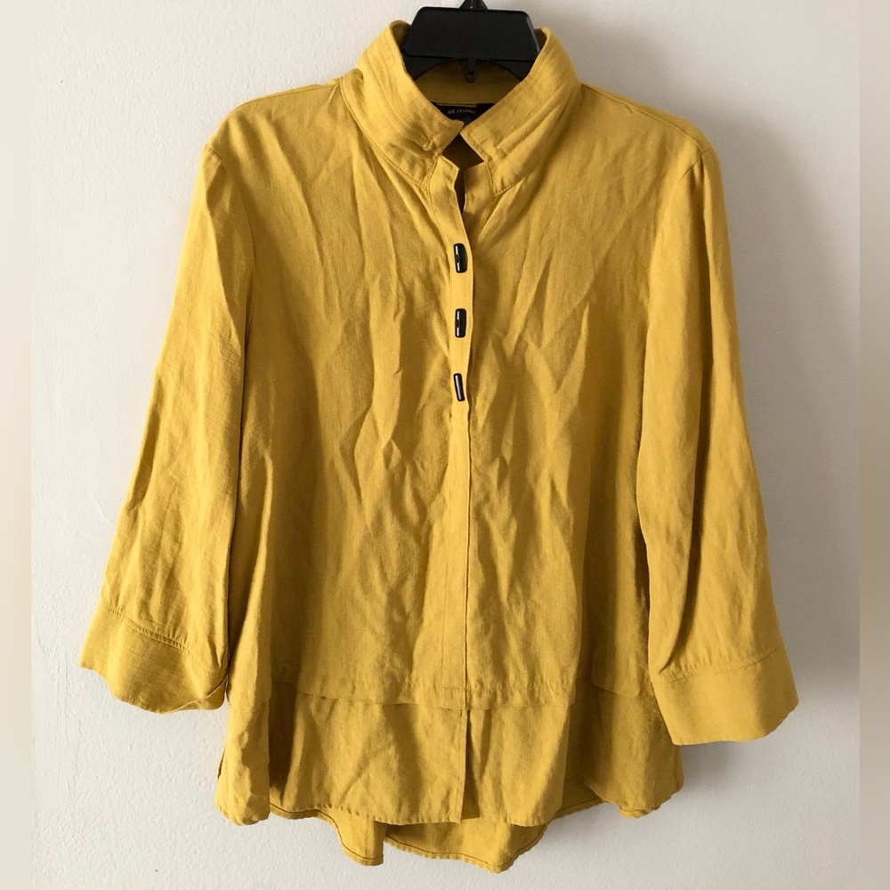 🔥Ali Miles Anthropologie Linen Blend Button-Front Top